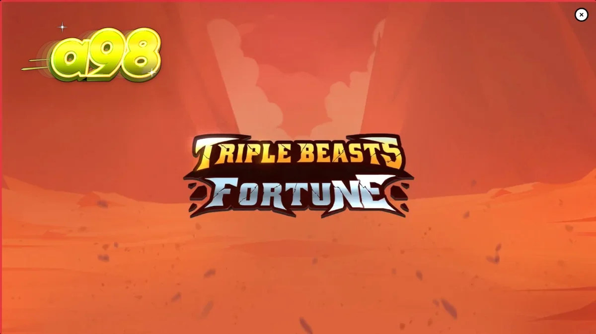 Interface do jogo Triple Beasts of Fortune com totens animais e fundo de cânion